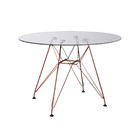 Mesa Eiffel Redonda 90cm Tampo De Vidro Com Base De Ferro Cob