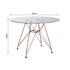Mesa Eiffel Redonda 90cm Tampo De Vidro Com Base De Ferro Cob