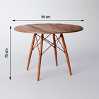 Mesa Eiffel Wood Cobre Tampo De Madeira 90 Cm Amêndoa New Gre