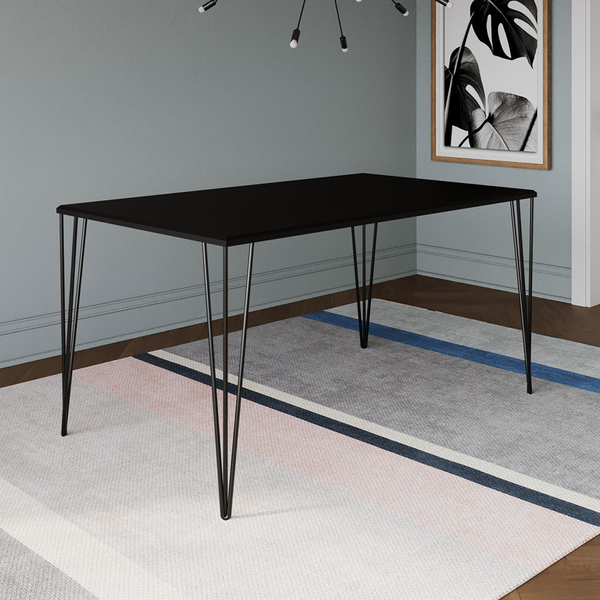 Mesa Elen Tampo Retangular 150 X 90 Cm De Madeira Preto Astur