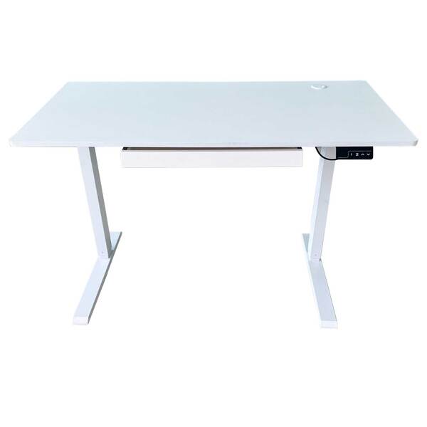 Mesa Elétrica Com Regulagem De Altura - Tampo Branco