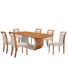 Mesa Ellis 180cm Tampo Laminado Canto Barril Com 6 Cadeiras M