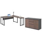 Mesa Em L 1,8 Com Balcao Akrotiri Freijó Preto