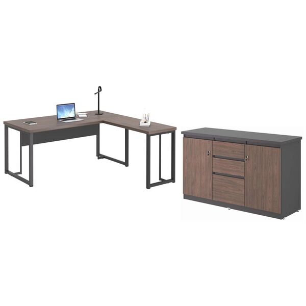 Mesa Em L 1,8 Com Balcao Akrotiri Freijó Preto