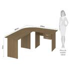 Mesa Em L 180x150cm 2 Gavetas Home Escritório Marrom Fresno