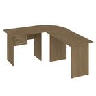 Mesa Em L 180x150cm 2 Gavetas Home Escritório Marrom Fresno