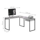 Mesa Em L Com 1 Gavetas Ferv Cinza