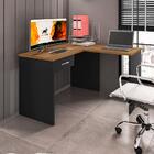 Mesa Em L Com Gaveta Nikola Preto Trama Freijó