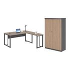 Mesa Em L E Armário Jony Nogueira Preto