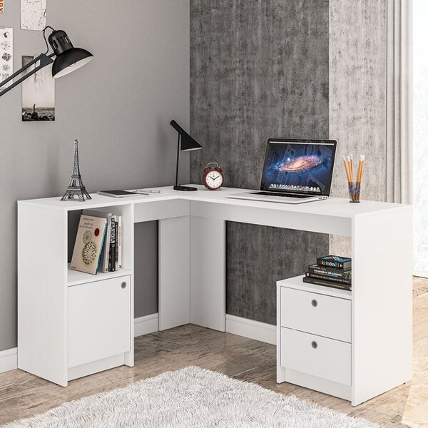 Mesa Em L Escritório Escrivaninha 111x135cm Quito 1 Porta 2 N