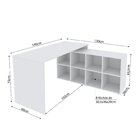 Mesa Em L Escrivaninha 140x130cm Barcelona Com 8 Nichos  Bran