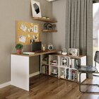 Mesa Em L Escrivaninha 140x130cm Barcelona Com 8 Nichos  Bran