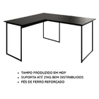 Mesa Em L Industrial Pés De Ferro Para Escritório 120x90cm Es
