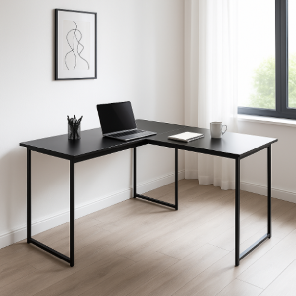 Mesa Em L Industrial Pés De Ferro Para Escritório 120x90cm Es