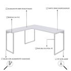 Mesa Em L Kuadra Diretor 150x150x75cm Estrutura Branca