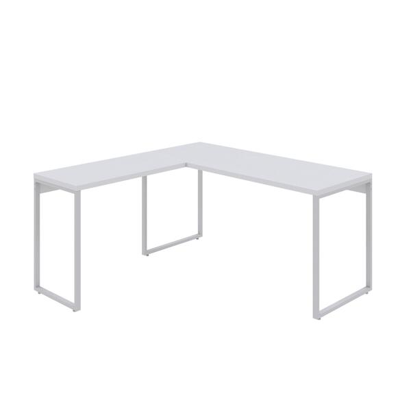 Mesa Em L Kuadra Diretor 150x150x75cm Estrutura Branca