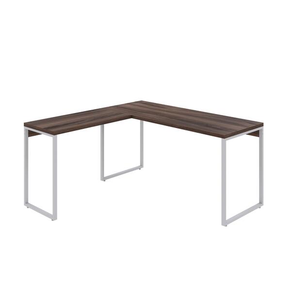 Mesa Em L Kuadra Diretor 150x150x75cm Estrutura Branca