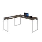 Mesa Em L Kuadra Diretor 150x150x75cm Estrutura Branca