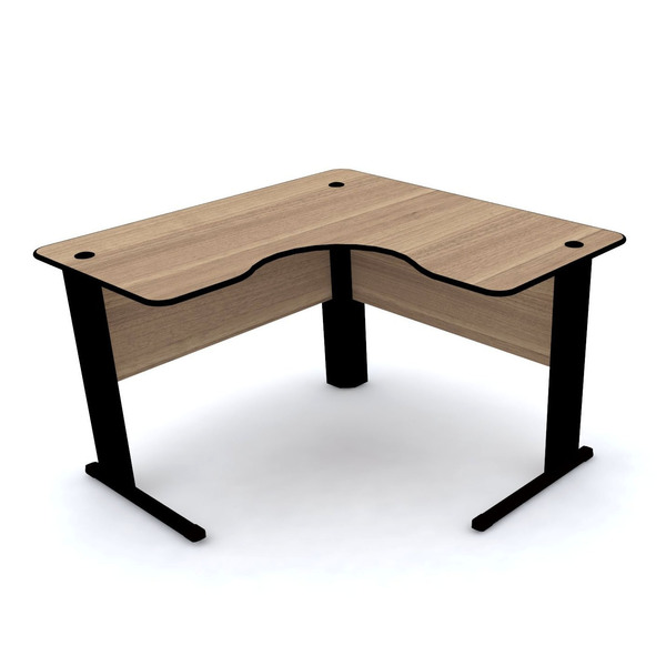Mesa Em L P/ Escritório 120x120 Pandin Maxxi - Naturalle/preto