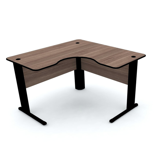 Mesa Em L P/ Escritório 120x120 Pandin Maxxi - Walnut/preto