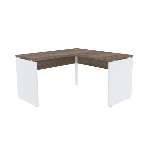 Mesa Em L P/ Escritório 125x125 Pandin P25 - Walnut/branco