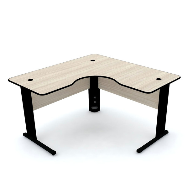 Mesa Em L P/ Escritório 130x130 Pandin Maxxi - Nogueira/preto