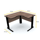 Mesa Em L P/ Escritório 130x130 Pandin Maxxi - Walnut/preto