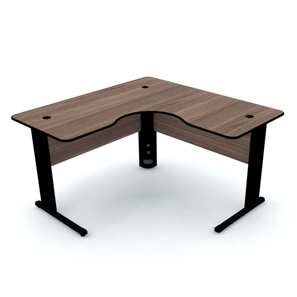 Mesa Em L P/ Escritório 130x130 Pandin Maxxi - Walnut/preto
