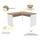 Mesa Em L P/ Escritório 135x135 Pandin P25 - Naturalle/branco
