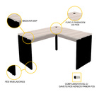 Mesa Em L P/ Escritório 135x135 Pandin P25 - Nogueira/preto
