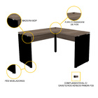 Mesa Em L P/ Escritório 135x135 Pandin P25 - Walnut/preto