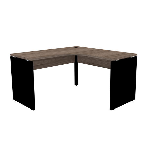 Mesa Em L P/ Escritório 145x145 Pandin P25 - Walnut/preto