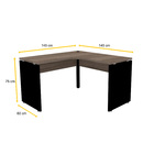 Mesa Em L P/ Escritório 145x145 Pandin P25 - Walnut/preto