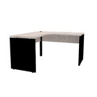 Mesa Em L P/ Escritório 155x155 Pandin P25 - Nogueira/preto