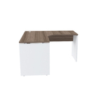 Mesa Em L P/ Escritório 155x155 Pandin P25 - Walnut/branco
