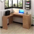 Mesa Em L Para Escritório 3 Gavetas Me4101 Amêndoa