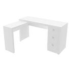Mesa Em L Para Escritório 3 Gavetas Me4101 Branco