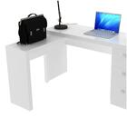 Mesa Em L Para Escritório 3 Gavetas Me4101 Branco