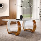 Mesa Em Madeira Maciça 180x90cm Tampo Vidro Bari  Cinamomo Im