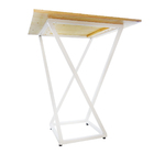 Mesa Em Madeira Verniz Natural Com Base Em X De Metalon Branco