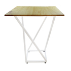 Mesa Em Madeira Verniz Natural Com Base Em X De Metalon Branco