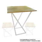 Mesa Em Madeira Verniz Natural Com Base Em X De Metalon Branco
