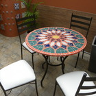 Mesa Em Mosaico Tampo Vitral Árabe Em Cerâmica - 80 Cm