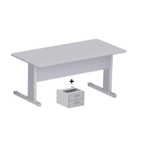 Mesa Escritório 1,20x0,60m - C/  02 Gavetas - New City - Cinz