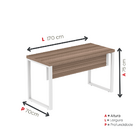 Mesa Escritório 1700x700x750 M170/70pe40tub Walnut/branco