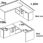 Mesa Escritório / Consultório em L Web40 1,70x1,60 c/ Armário
