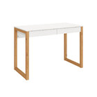 Mesa Escritório Branco Madeirado Retro 2 Gavetas 1 Nicho Noah