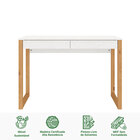 Mesa Escritório Branco Madeirado Retro 2 Gavetas 1 Nicho Noah