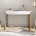 Mesa Escritório Branco Madeirado Retro 2 Gavetas 1 Nicho Noah