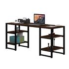 Mesa Escritório Com Mini Estante Apolo Preto Castanho